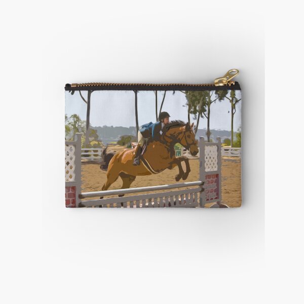 Item preview, Stylized photo of an equestrian woman jumping her horse over a hurdle. designed and sold by NaturaLight.