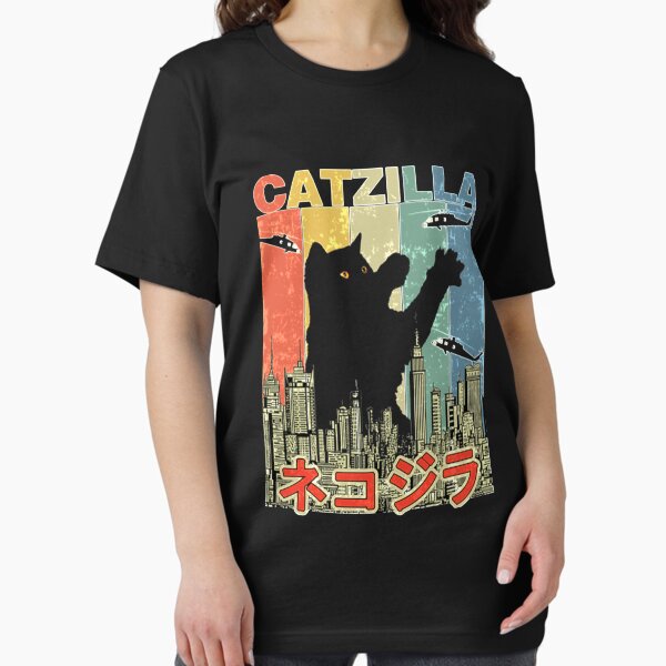 Vista previa del artículo con la obra «Vintage Catzilla Japanese Sunset Style Cat Kitten Lover», diseñado y vendido por JindrichMartin.