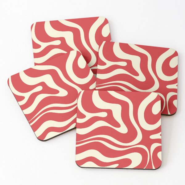 Item preview, Modern Liquid Swirl Abstract Pattern Square in Retro Christmas Red and Cream designed and sold by kierkegaard.