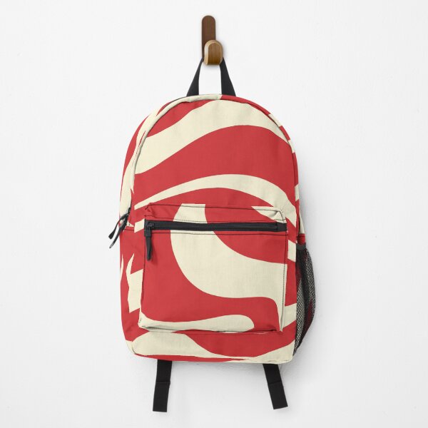 Item preview, Modern Liquid Swirl Abstract Pattern Square in Retro Christmas Red and Cream designed and sold by kierkegaard.