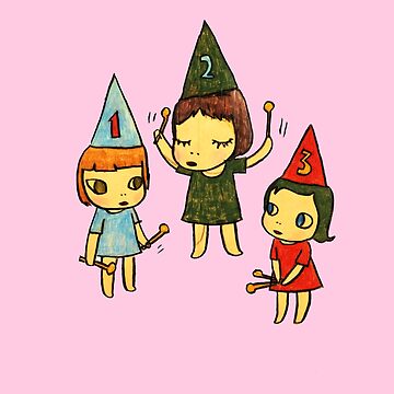 Artwork thumbnail, Yoshitomo Nara Three Little Girl Tshirt - Yoshitomo Nara Three Little Girl Sticker by augusttee