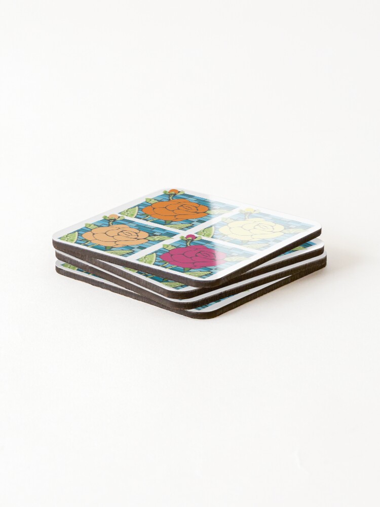 Thumbnail 4 of 5, Coasters (Set of 4), Spring Roses – Set Number Two designed and sold by TheArtBarCafe.
