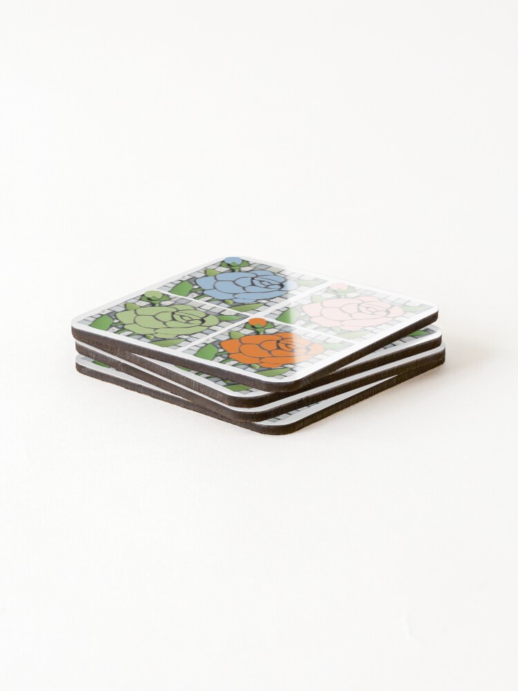 Thumbnail 4 of 5, Coasters (Set of 4), Spring Roses – Set Number Three designed and sold by TheArtBarCafe.