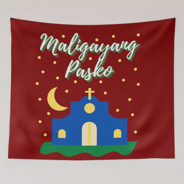 Item preview, Merry Christmas Maligayang Pasko with Church- Filipino Christmas designed and sold by CaitU.