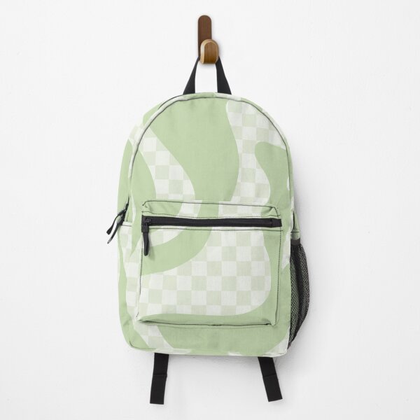 Item preview, Checked Retro Liquid Swirl Square Pattern in Light Sage Green designed and sold by kierkegaard.