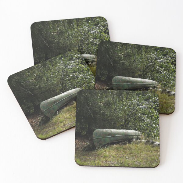 Item preview, Green Canoe in Forest Along Small River designed and sold by spiritink.