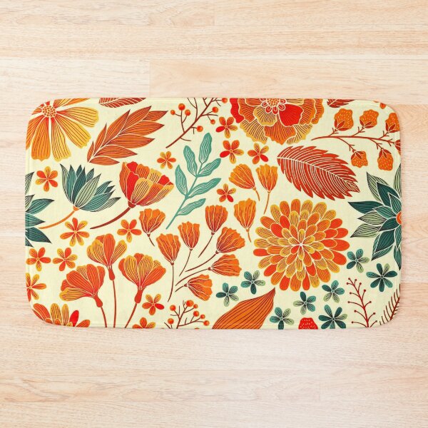 Item preview, Seamless orange floral pattern  designed and sold by TheSkullArmy.
