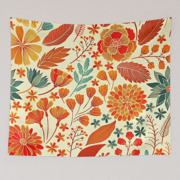 Item preview, Seamless orange floral pattern  designed and sold by TheSkullArmy.