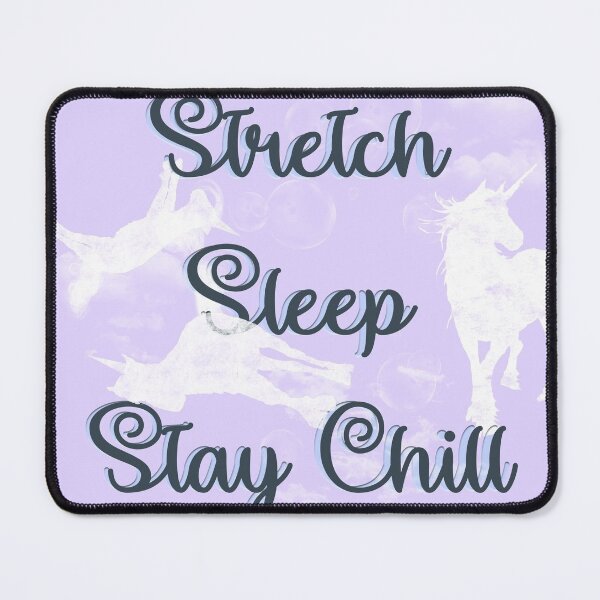 Item preview, Stretch, Sleep, Stay Chill Cute Sleeping Unicorns on Cloud Nine - Chalkboard Style x Cloudy Sky Vanilla Lavender Purple - Sleeping is My Favorite Pastime - Seamless Repeating Pattern designed and sold by sthNnth.