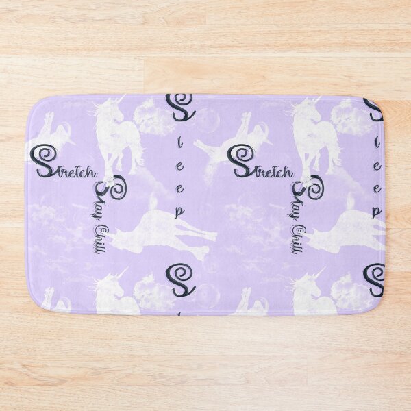 Item preview, Stretch, Sleep, Stay Chill Cute Sleeping Unicorns on Cloud Nine - Chalkboard Style x Cloudy Sky Vanilla Lavender Purple - Sleeping is My Favorite Pastime - Seamless Repeating Pattern designed and sold by sthNnth.