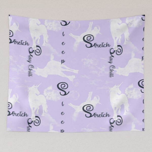 Item preview, Stretch, Sleep, Stay Chill Cute Sleeping Unicorns on Cloud Nine - Chalkboard Style x Cloudy Sky Vanilla Lavender Purple - Sleeping is My Favorite Pastime - Seamless Repeating Pattern designed and sold by sthNnth.