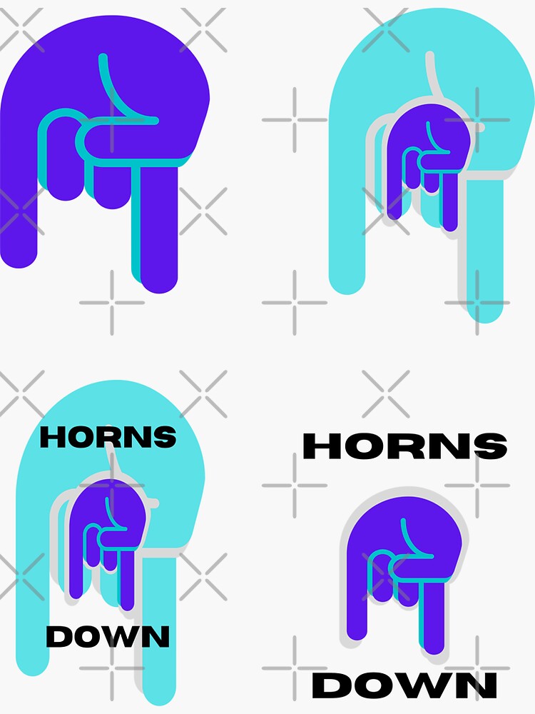 "Horns down sticker pack" Sticker for Sale by JoshiCreation Redbubble