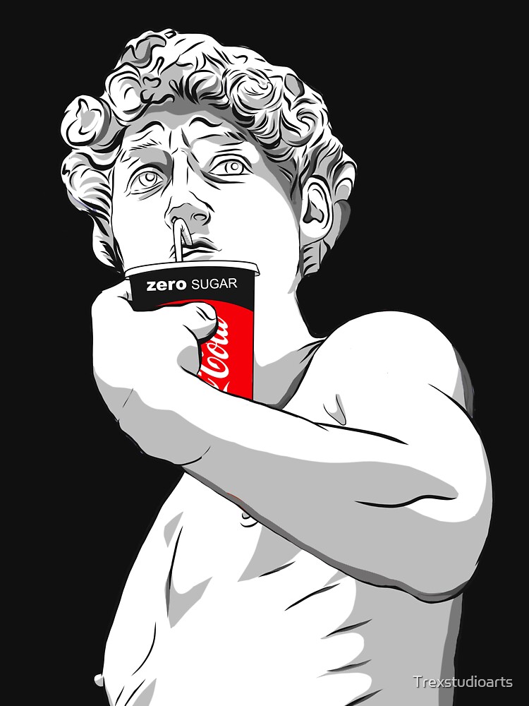 "Statue of David and Zero SUGAR soda cup parody meme" Tshirt for Sale