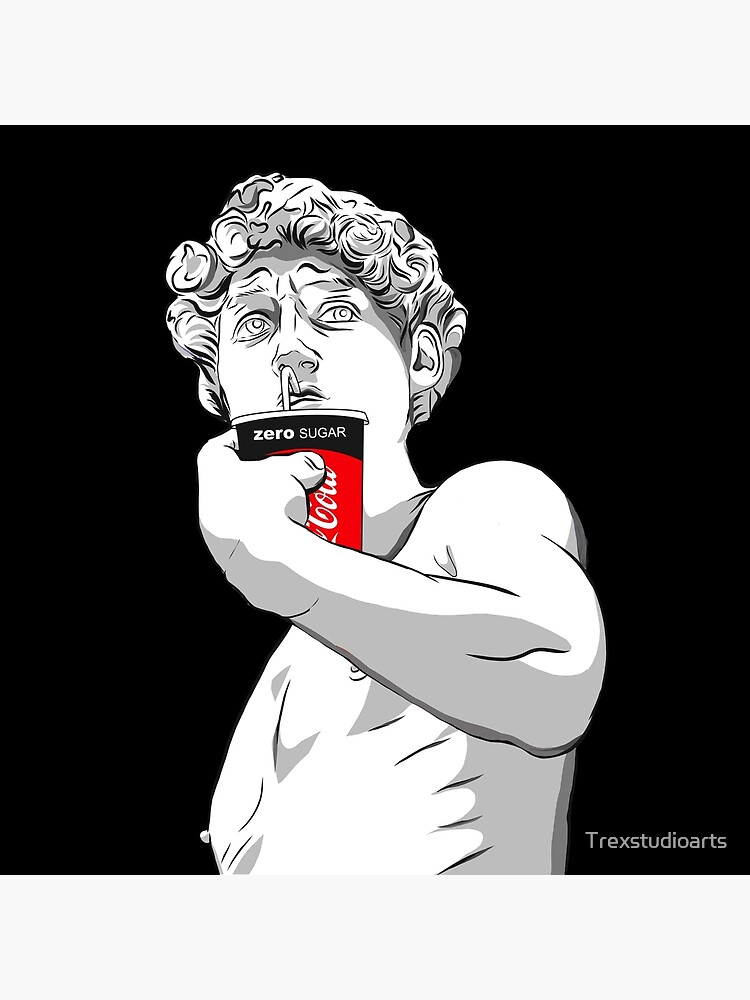 "Statue of David and Zero SUGAR soda cup parody meme" Poster for Sale