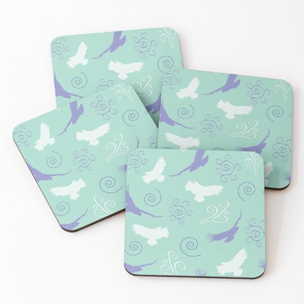 Item preview, Green Pattern with Flying Silhouette Eagles designed and sold by CJAura by Claire Jane Johnson.
