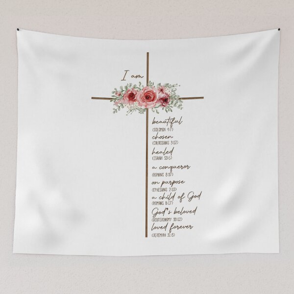Item preview, I am - 8 bible verses on identity - Cross Baptism Gift Girl, Baby Girl Gift, Nursery Wall Art, Godchild Baptism Sign Dedication Gift, Nursery Decor, Christian designed and sold by projectmadenew.