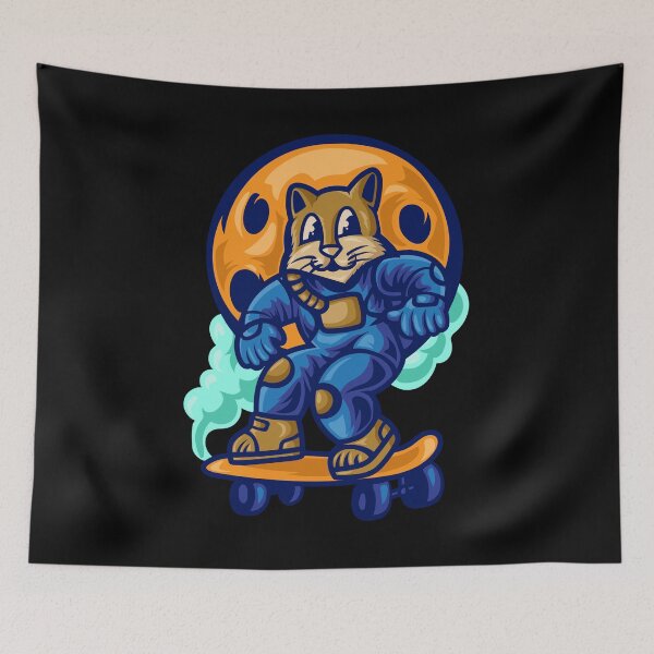 Item preview, Astrocat playing skateboard illustration designed and sold by king's Outfit.