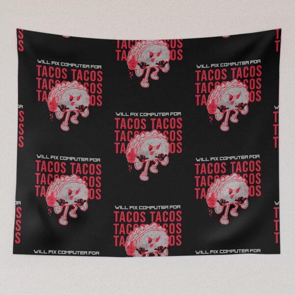 Item preview, Will fix computer for tacos - programmer - nerd culture - red, greyand black designed and sold by hasbeenz.