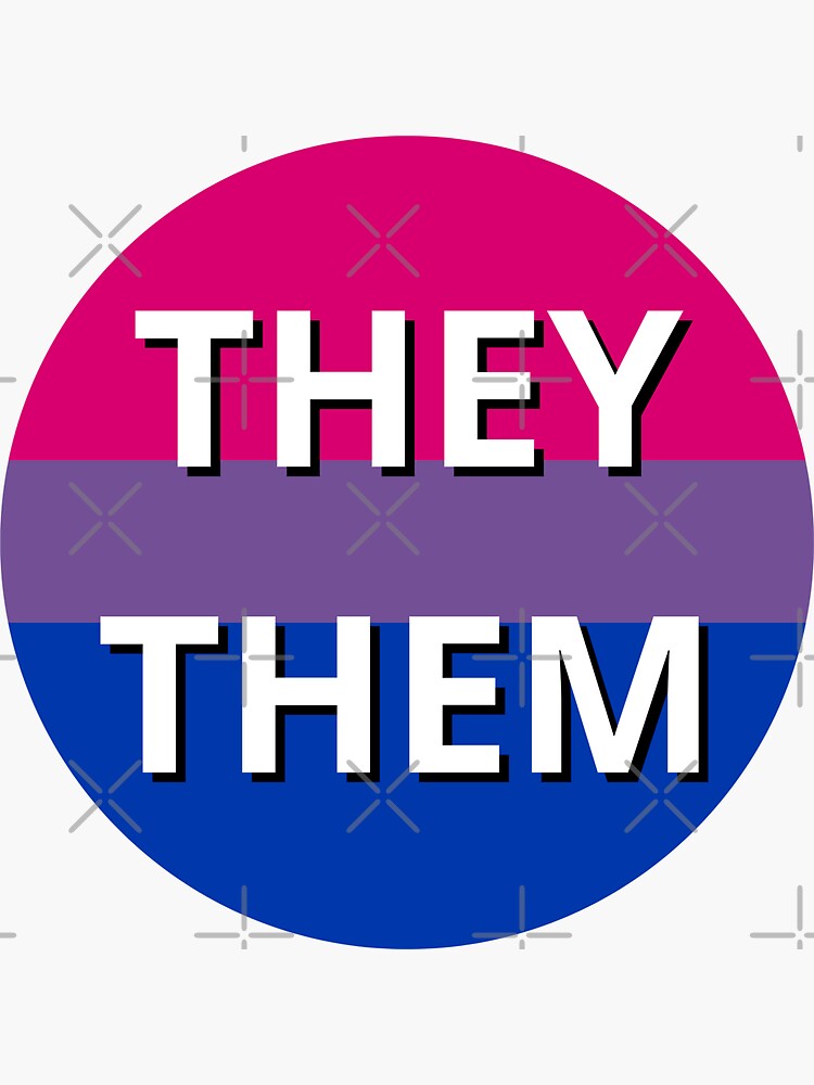 They Them Pronoun Bi Flag Sticker For Sale By Shyflamingo Redbubble