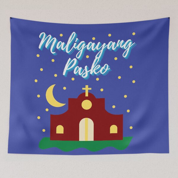 Item preview, Merry Christmas Maligayang Pasko with Church- Filipino Christmas designed and sold by CaitU.
