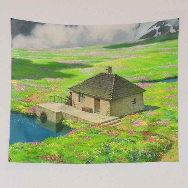 Item preview, Landscape Anime Meadow with a Lake House designed and sold by pompomcherryy.