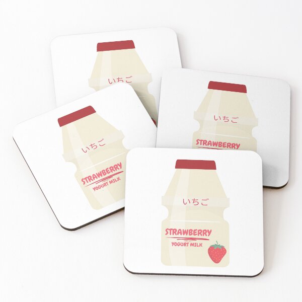 Item preview, kawaii Japanese strawberry drink designed and sold by CrankyCactus.