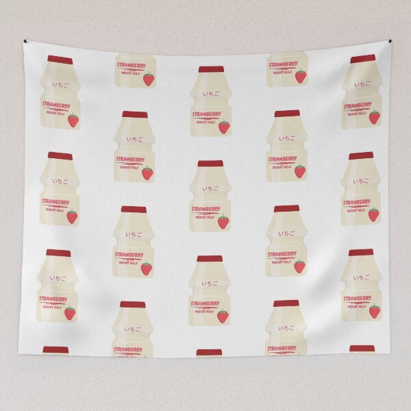 Item preview, kawaii Japanese strawberry drink designed and sold by CrankyCactus.