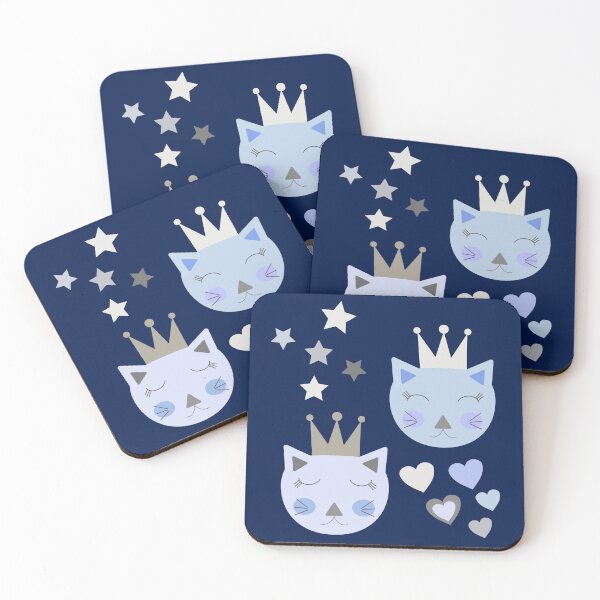 Item preview, Blue Cats In The Crown With Stars And Hearts designed and sold by ZophiaSolaris.