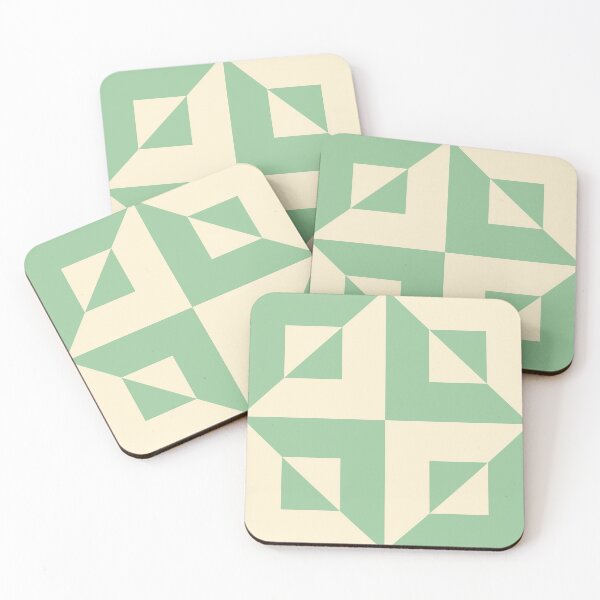 Item preview, Cottage core checkerboard op art, modern tile design in green and cream designed and sold by Freewheeling.