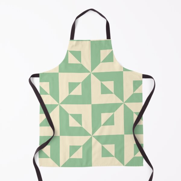 Item preview, Cottage core checkerboard op art, modern tile design in green and cream designed and sold by Freewheeling.