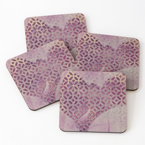 Item preview, Pink trees in the mist, moorish, abstract gelprint designed and sold by AliSullivanArt.