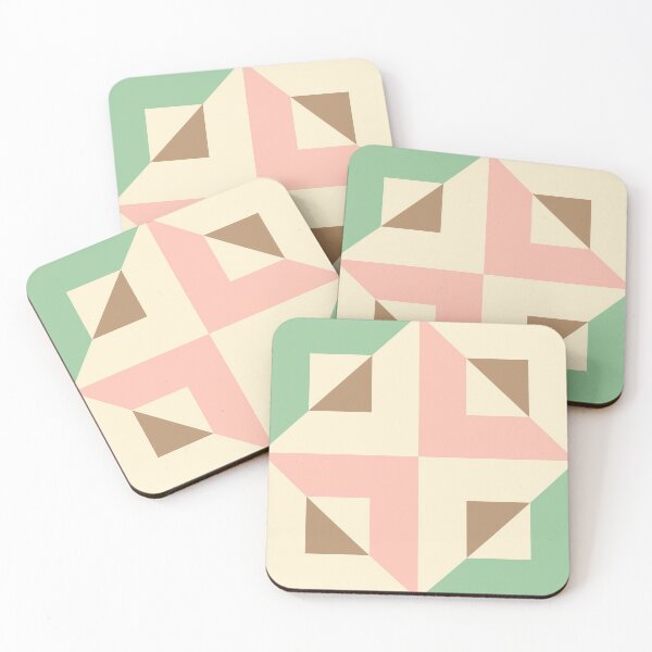 Item preview, Tiled checkerboard pattern in muted vintage colours, op art, modern tile design designed and sold by Freewheeling.