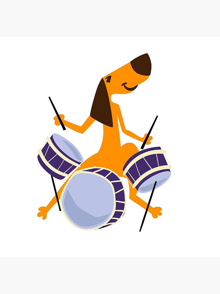 "Cartoon Dog Playing Drums" Poster for Sale by Rockie1985 | Redbubble