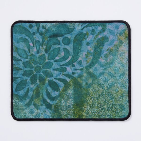 Item preview, Teal trees in the mist, moorish, abstract gelprint designed and sold by AliSullivanArt.
