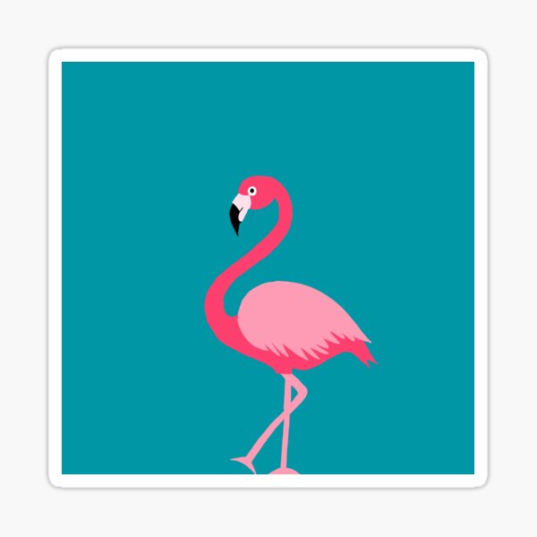 Tropical Pink Flamingo on Blue Sticker