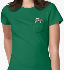 Sloth in a pocket Women's Fitted T-Shirt