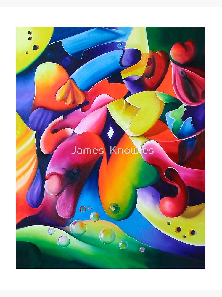 Thumbnail 2 of 2, Art Board Print, "Preconceptions" - colorful abstract expressionistic oil painting designed and sold by jknowles.