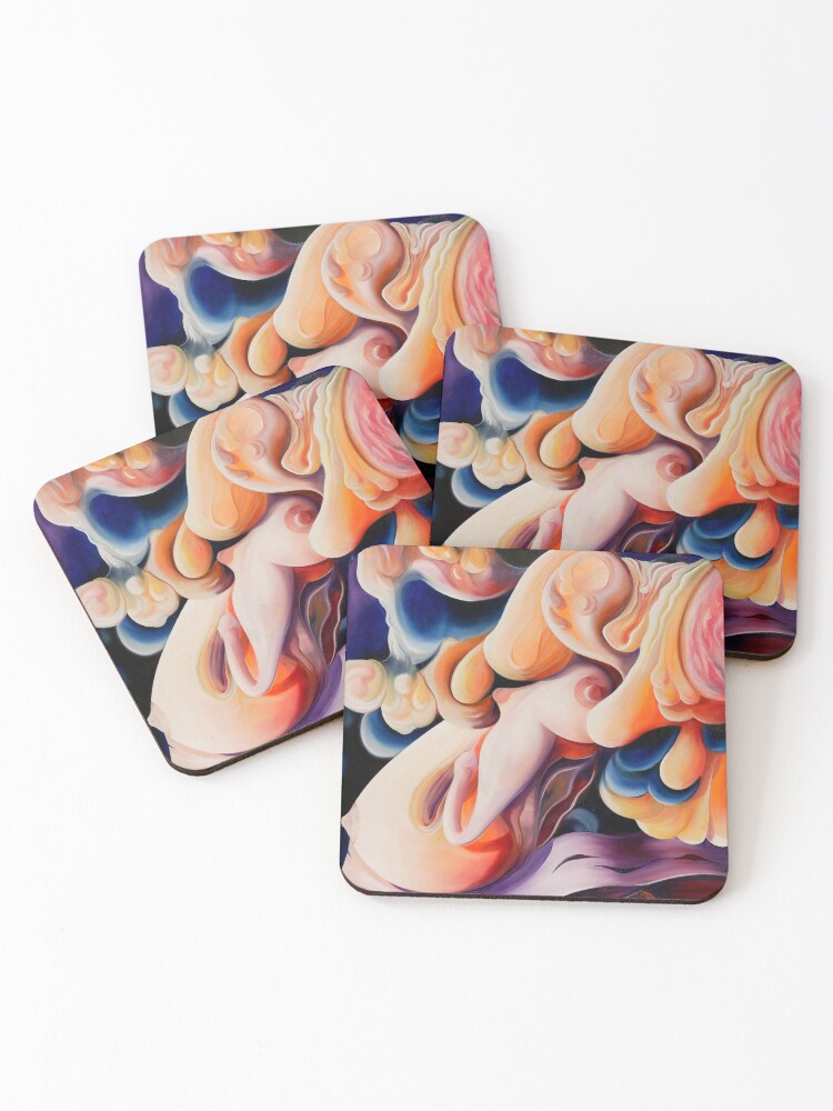 Thumbnail 1 of 5, Coasters (Set of 4), "Celebration of Procreation" - abstract expressionistic oil painting designed and sold by jknowles.