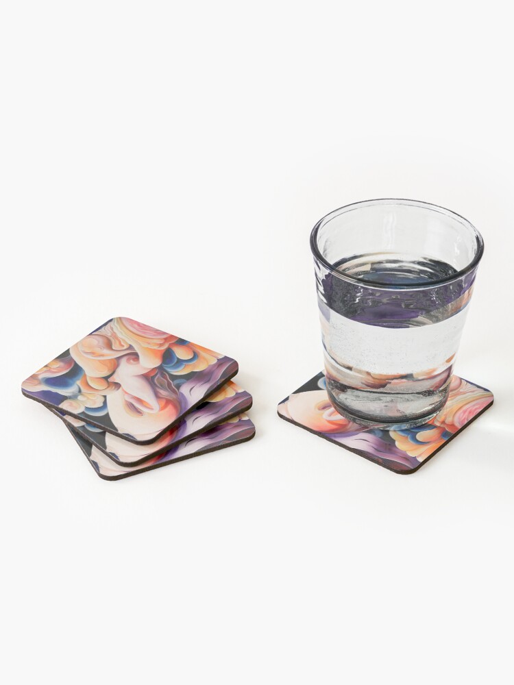 Thumbnail 2 of 5, Coasters (Set of 4), "Celebration of Procreation" - abstract expressionistic oil painting designed and sold by jknowles.
