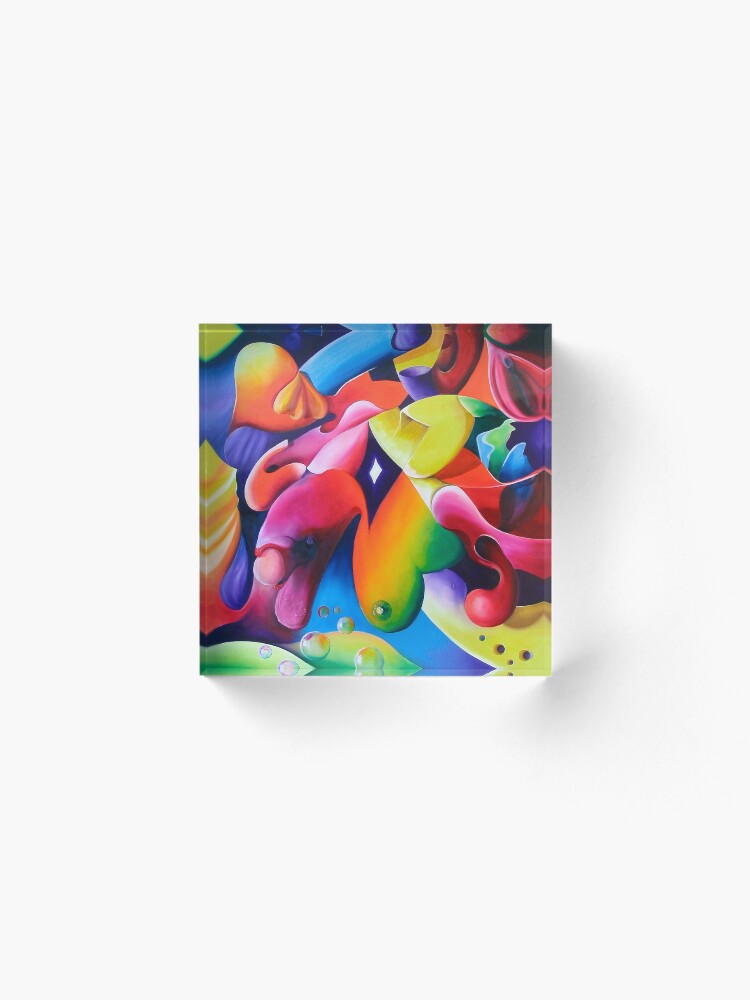 Thumbnail 2 of 5, Acrylic Block, "Preconceptions" - colorful abstract expressionistic oil painting designed and sold by jknowles.