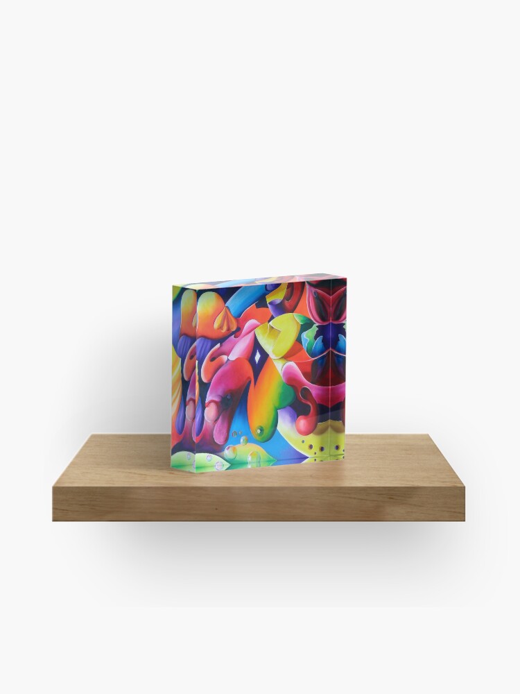 Thumbnail 1 of 5, Acrylic Block, "Preconceptions" - colorful abstract expressionistic oil painting designed and sold by jknowles.