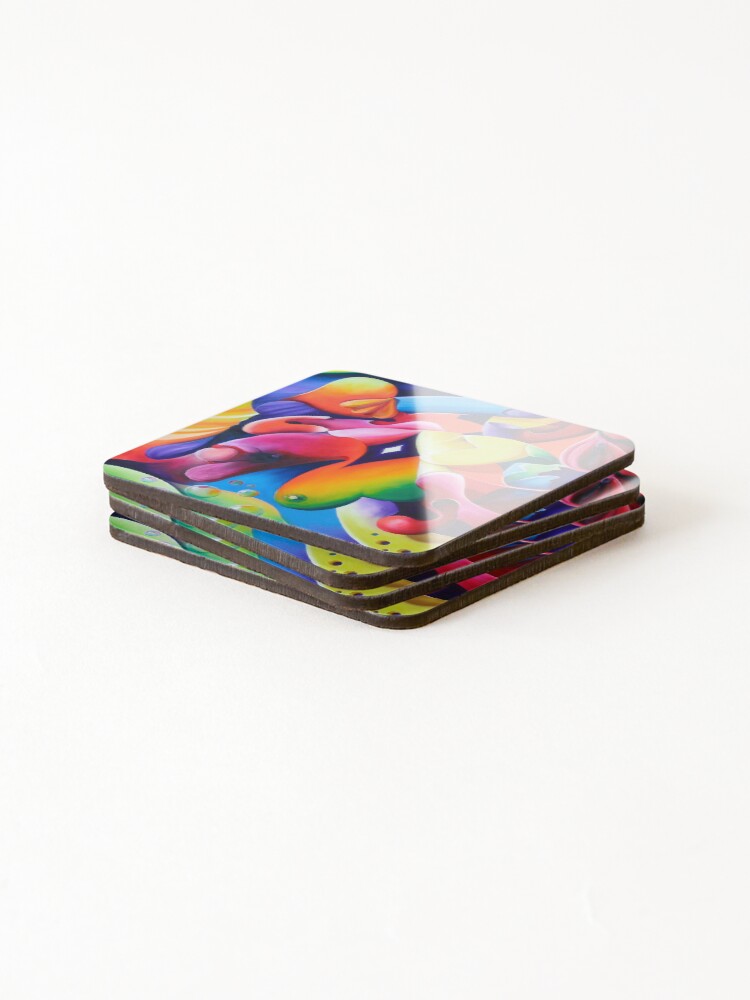 Thumbnail 4 of 5, Coasters (Set of 4), "Preconceptions" - colorful abstract expressionistic oil painting designed and sold by jknowles.