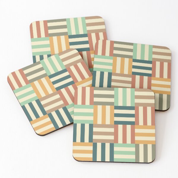 Item preview, Vintage basket weave geometric pattern in retro earthy colours designed and sold by Freewheeling.
