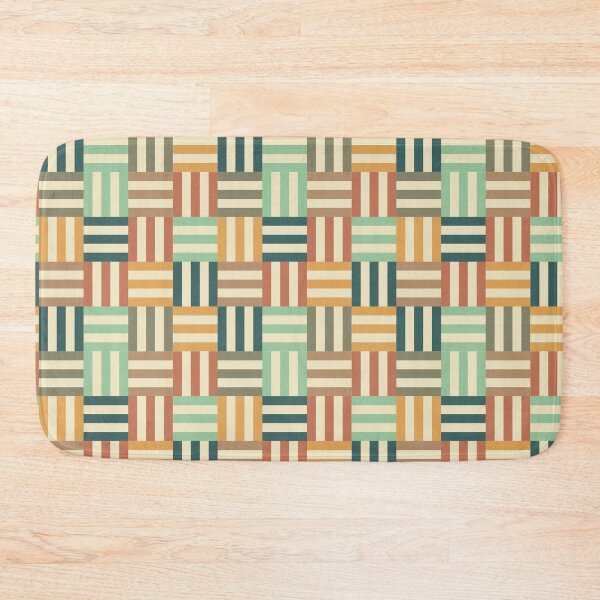 Item preview, Vintage basket weave geometric pattern in retro earthy colours designed and sold by Freewheeling.