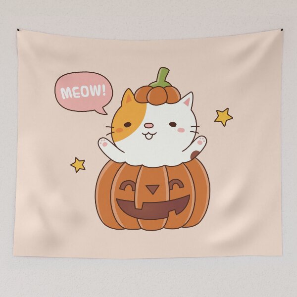 Aperçu de l'œuvre Chat mignon en citrouille sculptée Halloween créée et vendue par rustydoodle.