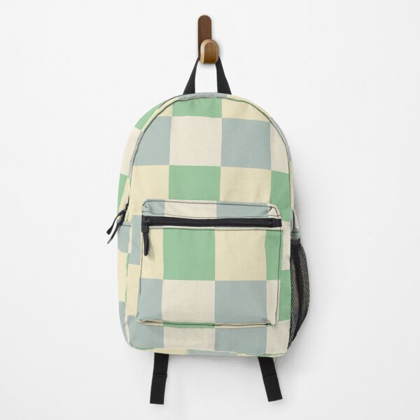 Item preview, Cottage core checkerboard op art, modern tile design in green and cream designed and sold by Freewheeling.