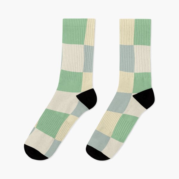 Item preview, Cottage core checkerboard op art, modern tile design in green and cream designed and sold by Freewheeling.