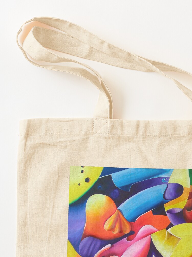 Thumbnail 3 of 5, Tote Bag, "Preconceptions" - colorful abstract expressionistic oil painting designed and sold by jknowles.
