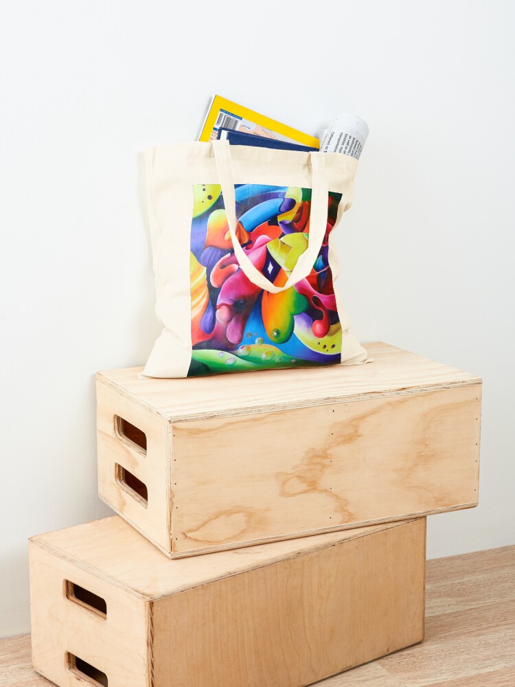 Thumbnail 4 of 5, Tote Bag, "Preconceptions" - colorful abstract expressionistic oil painting designed and sold by jknowles.