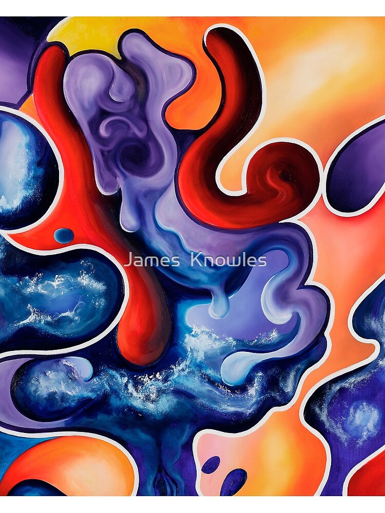 Thumbnail 3 of 3, Drawstring Bag, "Recreation" - abstract expressionistic oil painting designed and sold by jknowles.
